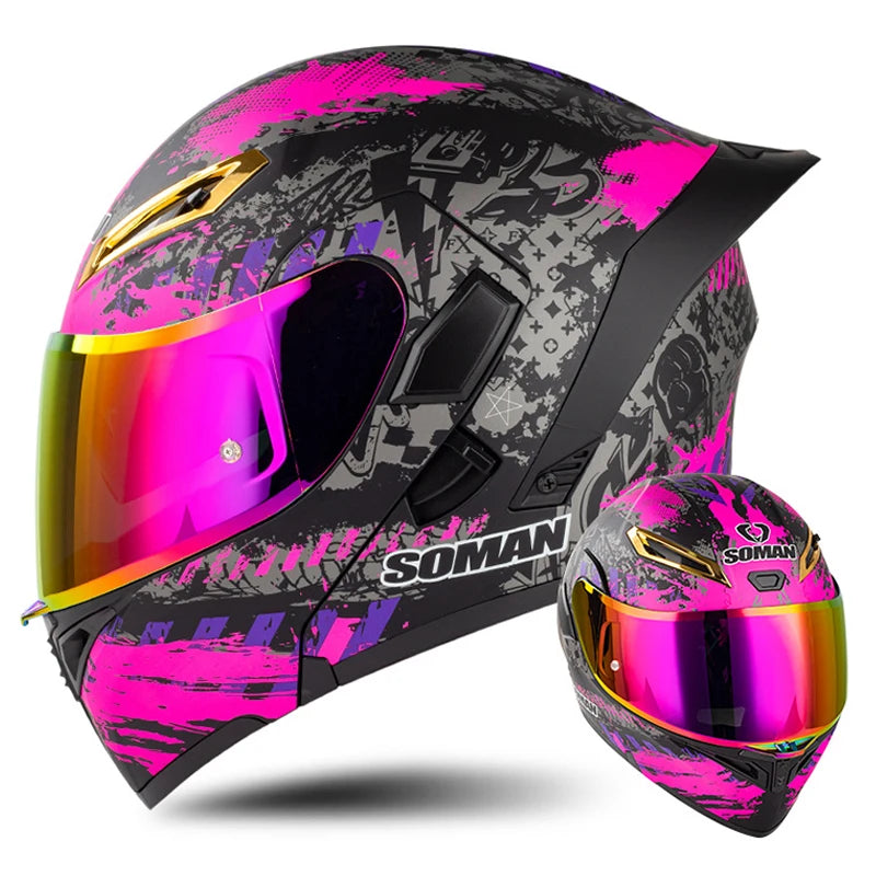 DOT Approved Modular Full Face Motorcycle Helmet – Flip-Up Dual Visor, All-Season