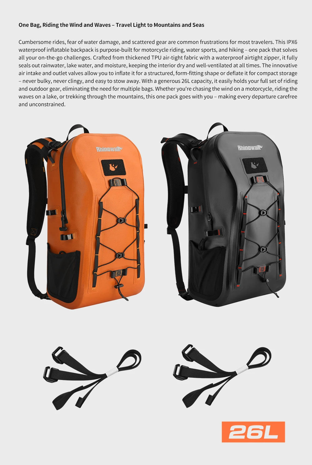 Motorcycle Backpack – Rhinowalk 26L Waterproof Laptop & Helmet Bag