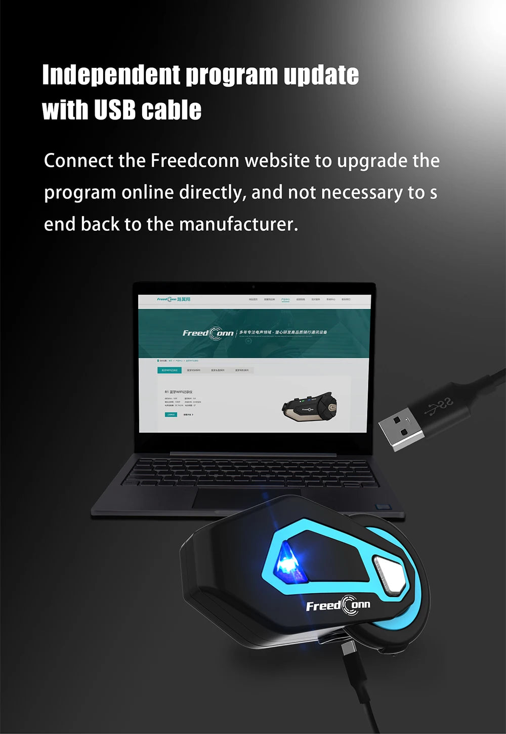 FREEDCONN T-MAX PRO Motorcycle Bluetooth Intercom – 6-Rider 1200m