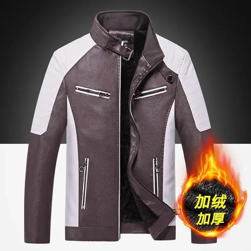 Motorcycle retro patch leather cool windproof jacket