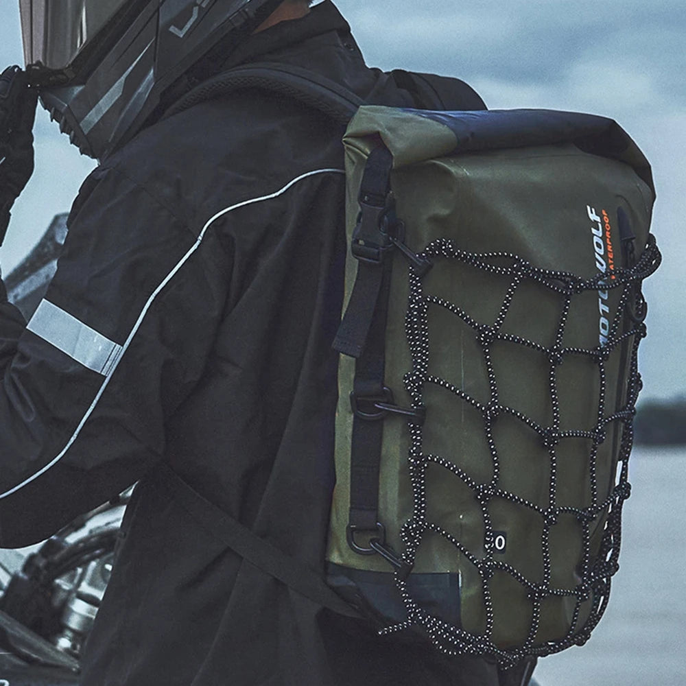 Motorcycle Backpack – Waterproof Full Face Helmet & Reflective Travel Bag
