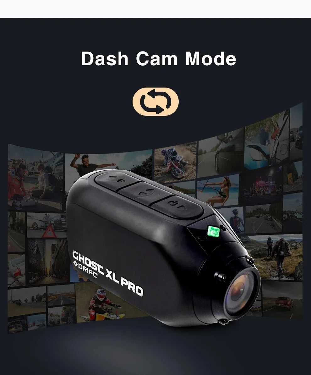 Drift XL PRO 4K WiFi IPX7 Waterproof Motorcycle Camera Helmet Cam 140° Wide Angle Live Stream Vlog Action Motorcycle Dash Cam DVR for Motorcycle Bicycle Bike Outdoor