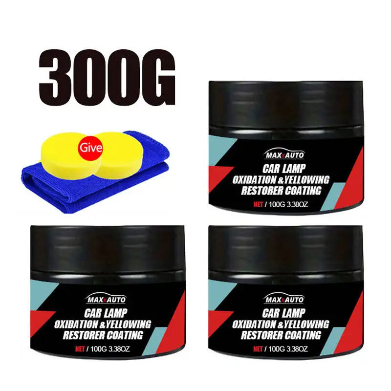 Car & Motorcycle Headlight Restoration Polish Paste – Headlamp Scratch Repair – Removes Yellowing Oxidation Haziness – 50g / 100g / 200g / 300g – From $5