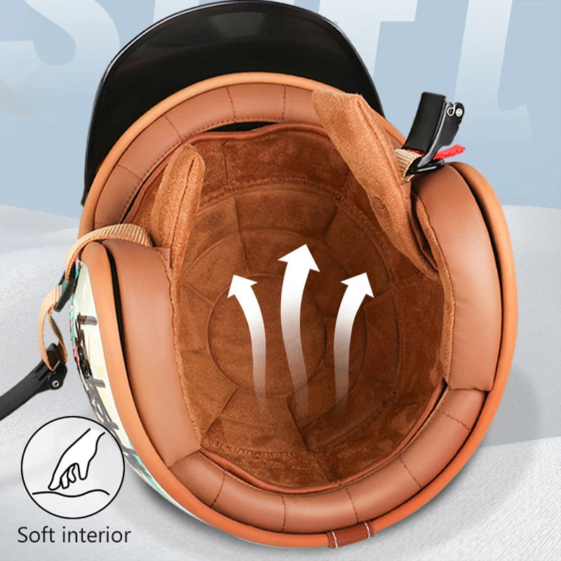 Open Face Helmets – DOT Certified Retro Motorcycle Helmet, Cafe Racer & Street Riding for Men