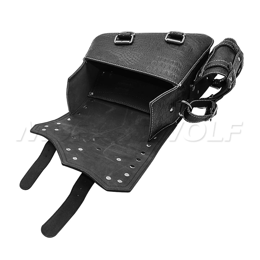 mofastwolf Sportster Iron 883 XL883 1200 Saddlebag Waterproof Storage Bag Motorcycle Swingarm Bag Side Tool Bag PU Leather Hard-Shell Detachable Water Bottle Bag – A-Side / B-Side (1PC)