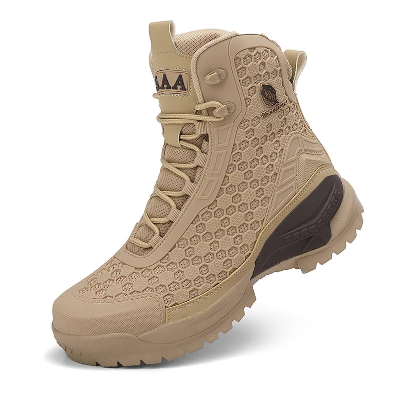 Riding Boots – Men’s High-Top Leather Motorcycle Boots, Breathable Non-Slip Outdoor Design