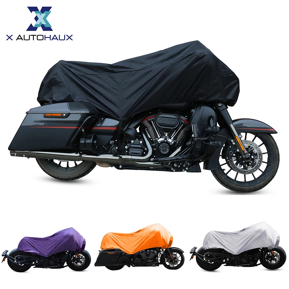 X Autohaux 210T Half Motorcycle Cover Travel Waterproof Outdoor Dustproof Rain Dust Anti UV Motor Scooter Protector Cover M L XL – 210T Polyester PU Silver Adjustable Elastic Band with Carry Bag