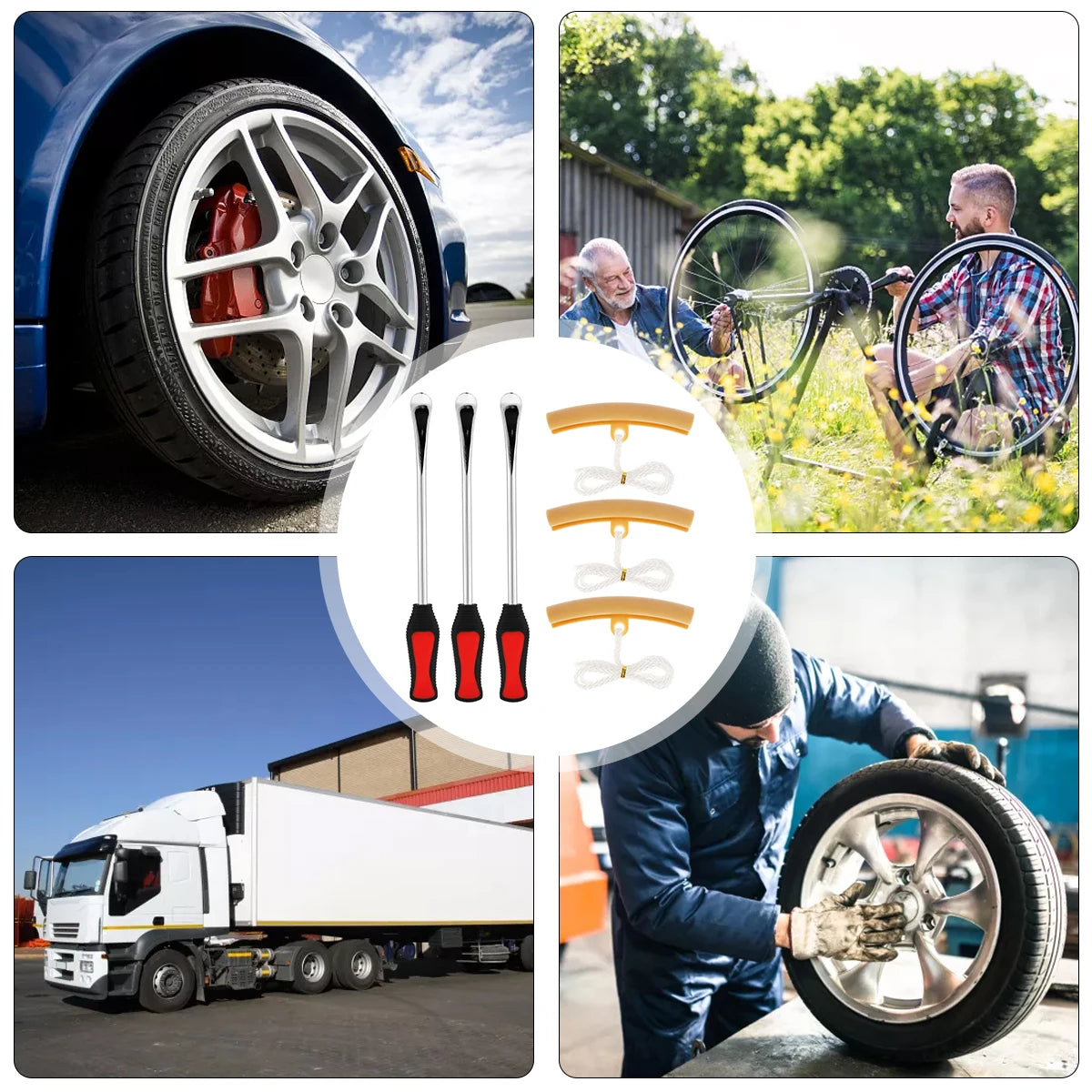 Motorcycle Tire Lever Spoon Kit – Style 1 (4pcs / 6pcs) or Style 2 (13pcs) – 14.5in Tire Irons – $23–30
