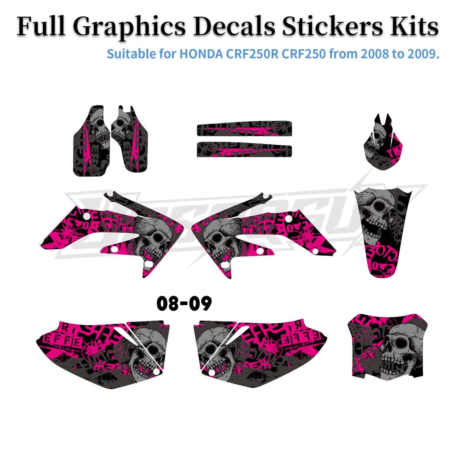 Honda CRF250R 2004–2009 Motorcycle Graphic Background Decal Sticker Kit – 12 Designs – 29mil / 35mil Glossy or 31mil 3D – Ships from USA – $72–$78