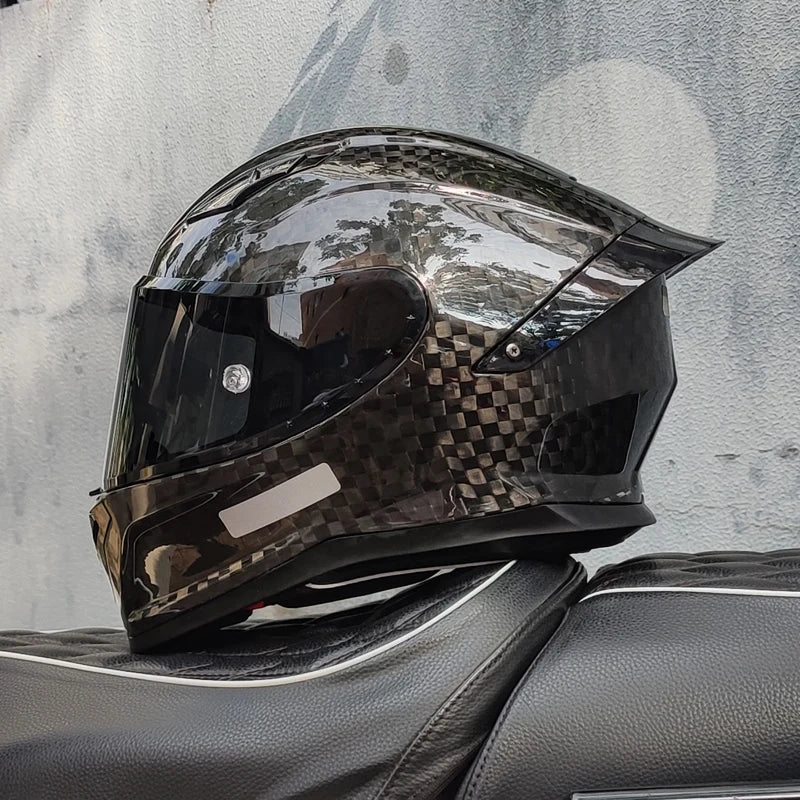 Carbon Fiber Helmets – ORZ Full Face Motorcycle Helmet, Color Visor, DOT Approved, All-Season