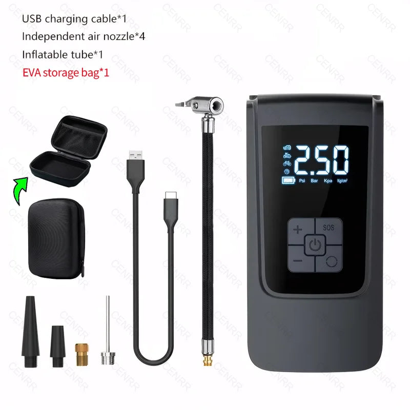 Portable Air Compressor – Wireless Tire Inflator with LCD Display