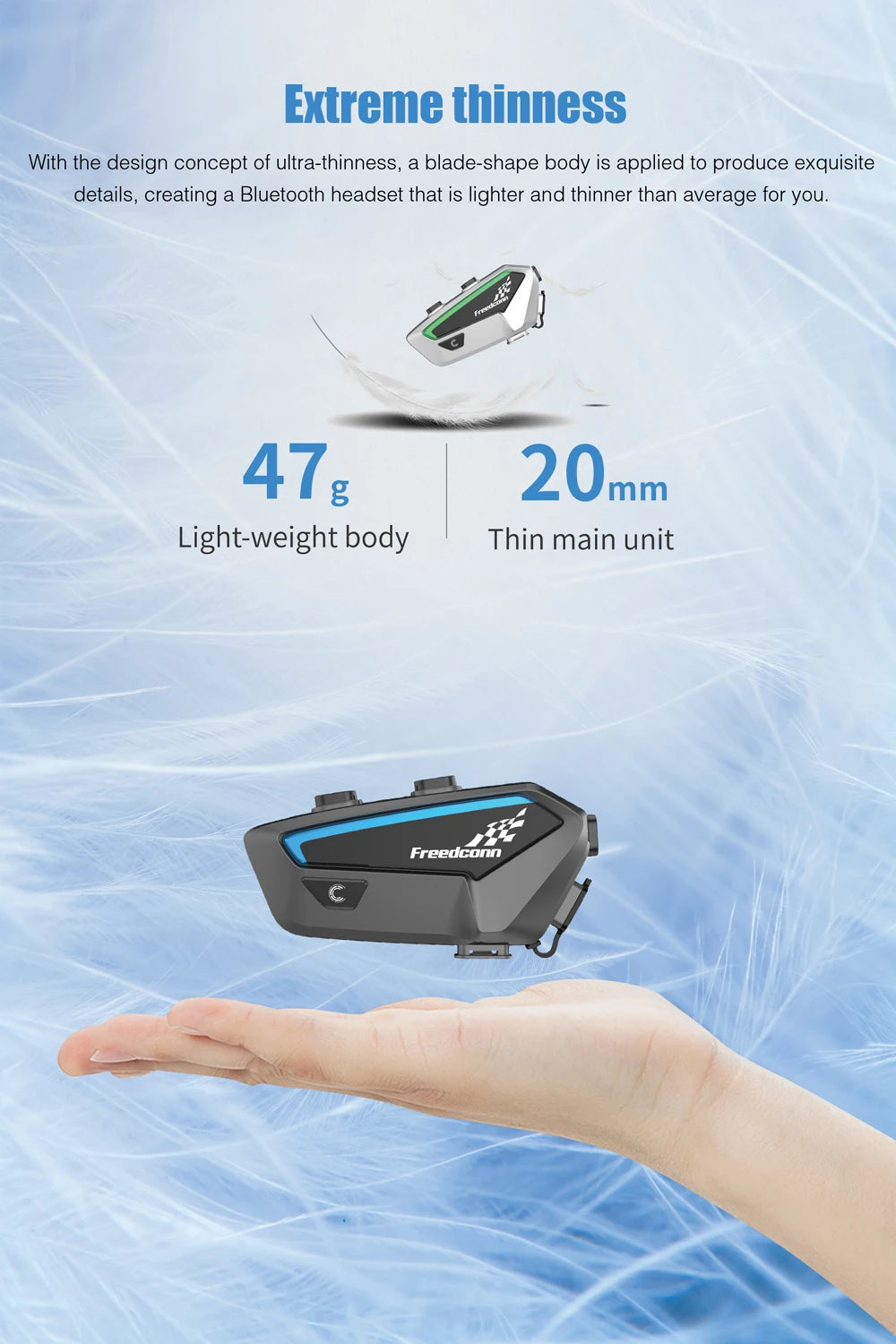 FREEDCONN Motorcycle Bluetooth Headset – Wireless Helmet Intercom & FM Radio