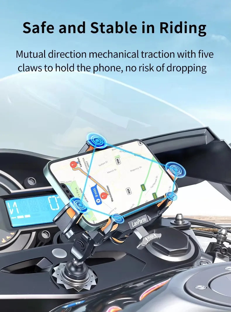15W Wireless Charger Metal Shockproof Motorcycle Phone Holder 4 Vibration Dampener Fast Charging Motorbike Bicycle Bike Stand