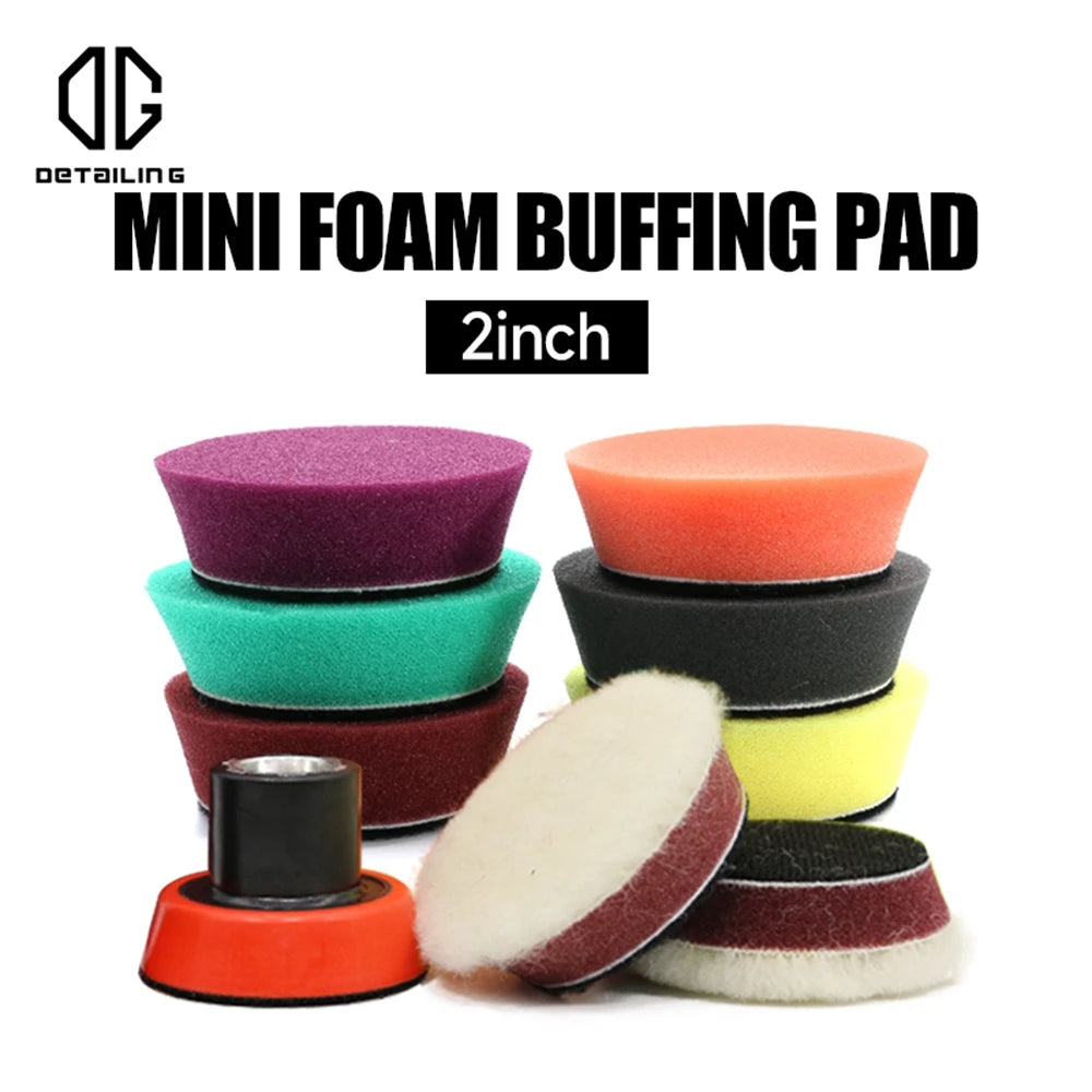 DETAILING 2-Inch Mini Foam & Wool Polishing Pad Kit – 9 / 12 / 29 Pcs – Cutting Polishing Finishing – Car Motorcycle Wheel Hub – Hook & Loop – $20–73