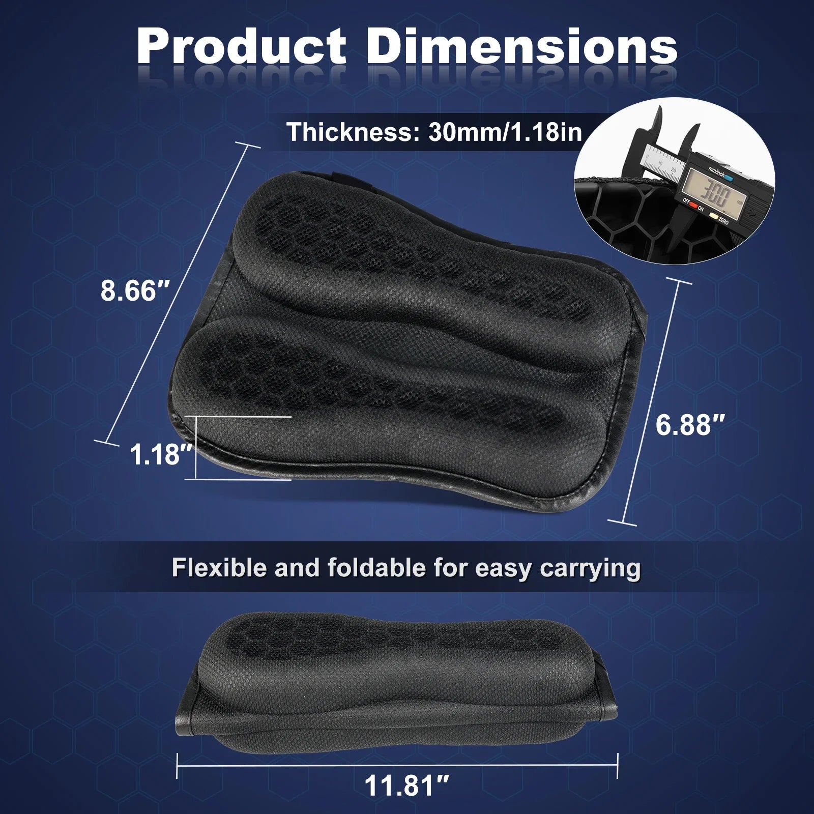 3D Honeycomb Gel Motorcycle Seat Cushion Non Slip Pressure Relief Ride Seat Pad Comfort Moto Riding Accessory