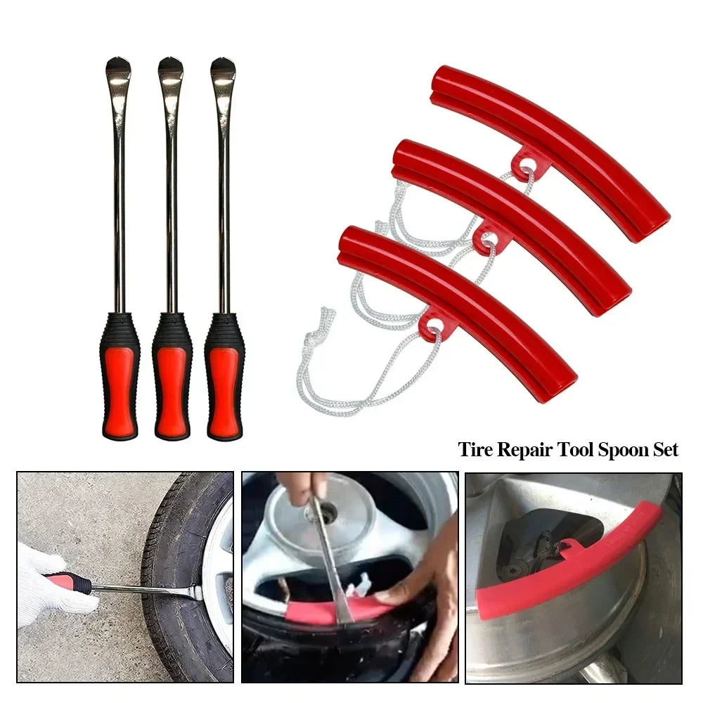 Motorcycle Wheel Rim Protector & Tire Changing Lever Spoon Kit – Wheel Guard with Crowbar – Car Bicycle Universal – from $12
