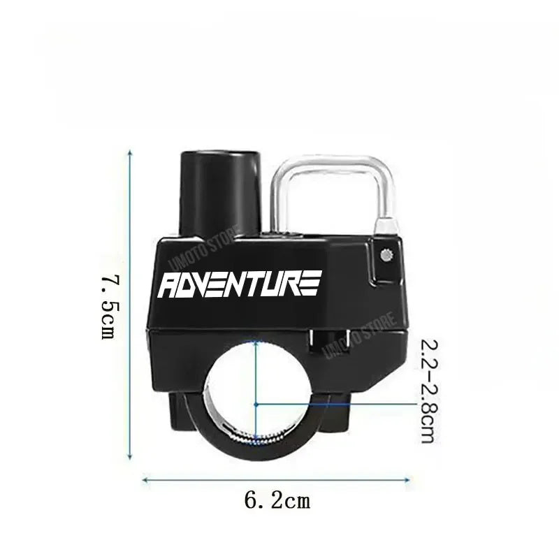 Set Helmet Motorcycle Anti-Theft Lock for Adventure Universal Metal Lock Handlebar Mountable Fits E-Bikes Scooters Bicycles – Aluminum Alloy Waterproof Rust-Proof Black