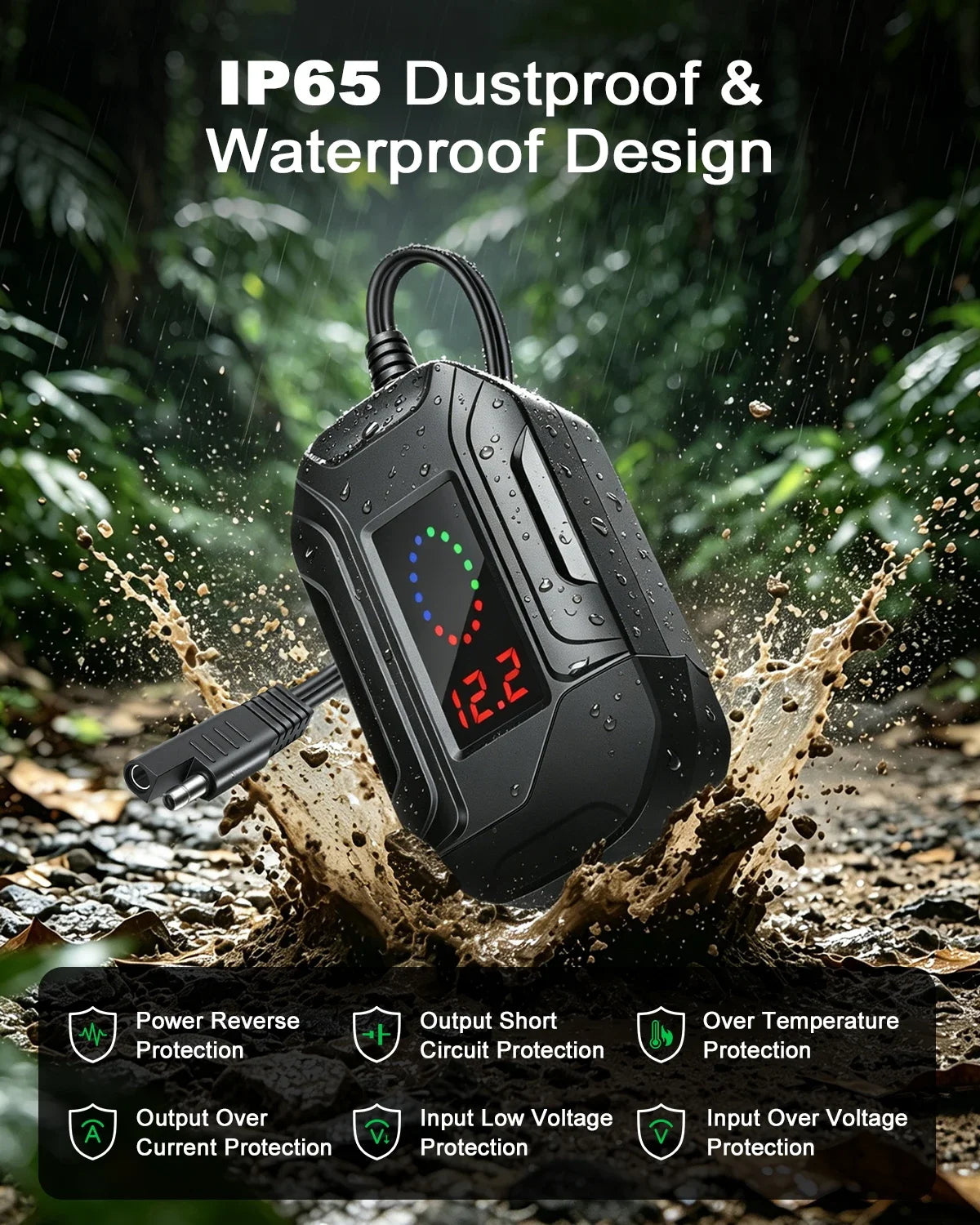 Extractme 12V–24V 3-Port Motorcycle Fast Charger – QC3.0, 30W PD & 18W USB-A Retractable IP65 Waterproof Charger