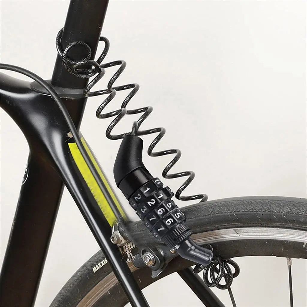 Helmet Lock Anti-theft 4 Digit Password MTB Road Bike Locks For Scooter Motorcycle Portable Cycling Bicycle Cable Lock