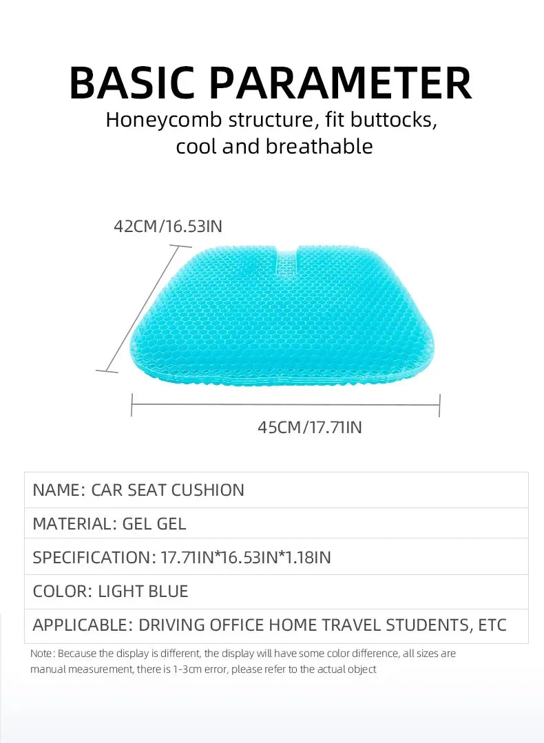 Gel Seat Cushion – Honeycomb Silicone Pad for Long Sitting Comfort