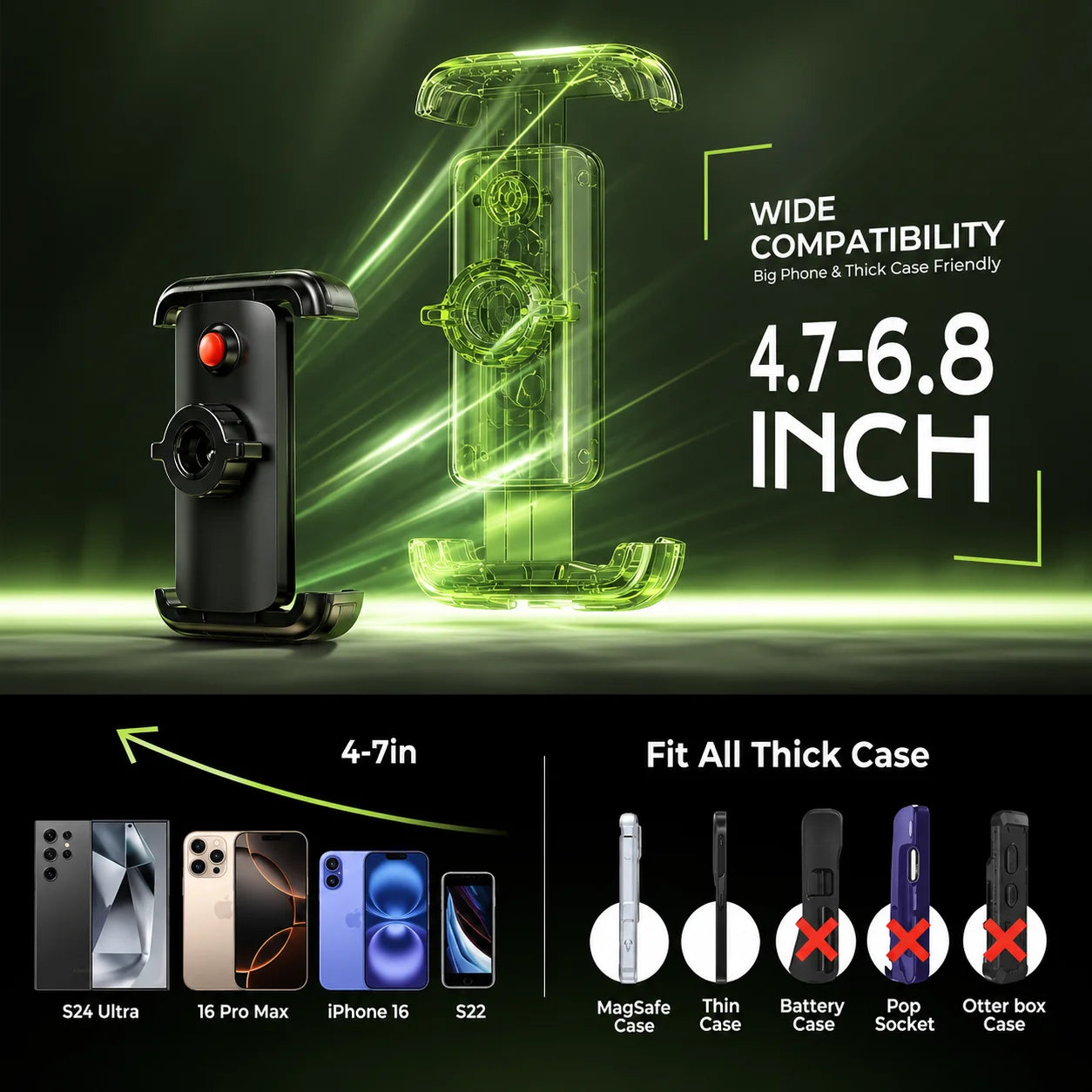 ZEKA Universal Motorcycle Phone Mount – One-Hand Shockproof Handlebar GPS Holder for Bikes, Scooters & E-Bikes