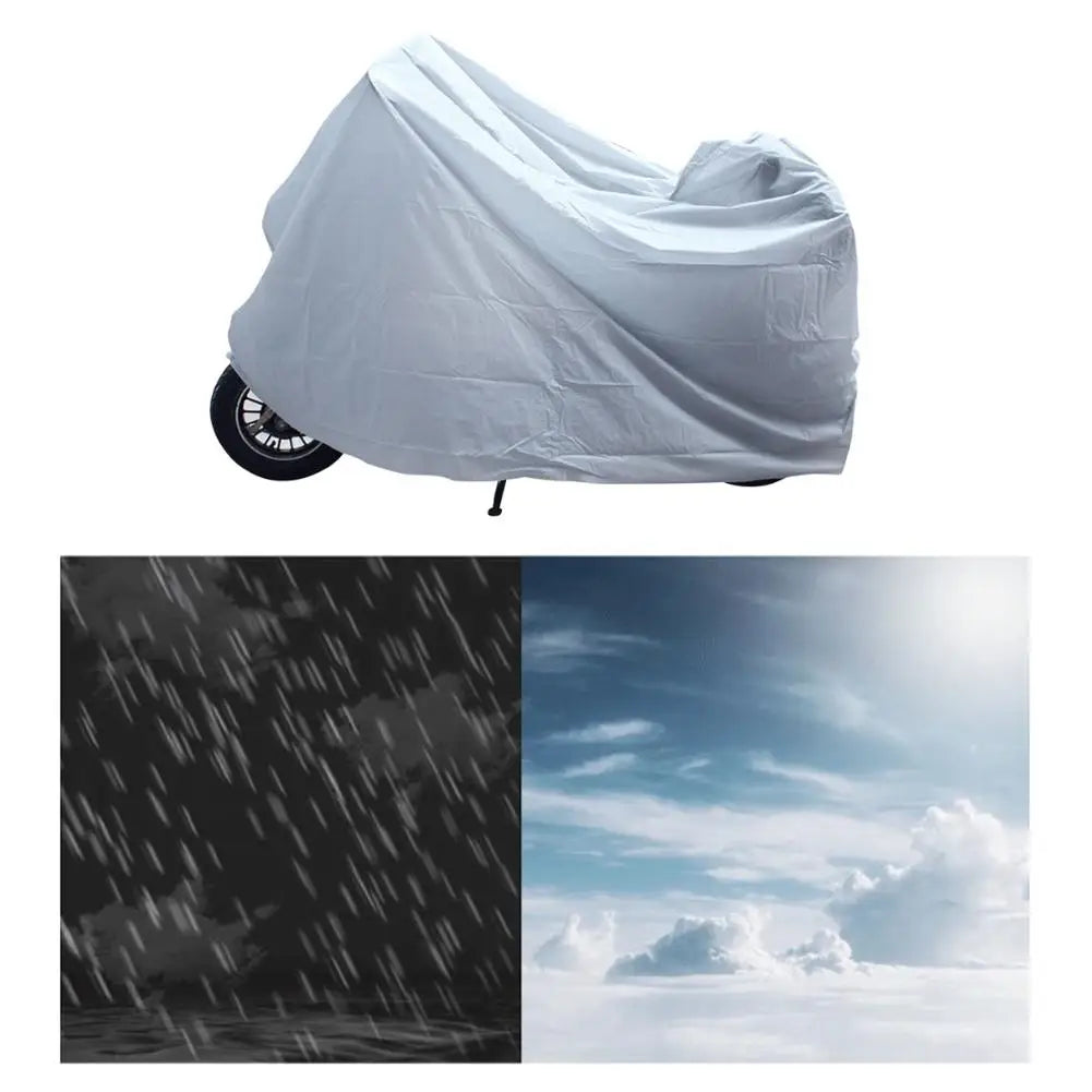 Motorcycle Outdoor Indoor Protective Cover Waterproof Bike Scooter Outdoor Rain Dust UV Proof Sun Protection Case for Motorbike – PEVA Silver S-XL 50cc 125cc 150cc Scooter Electric Scooter