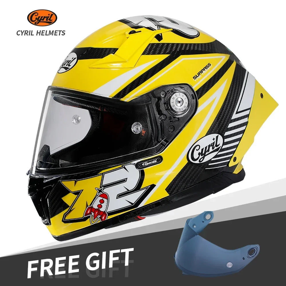Carbon Fiber Helmets – CYRIL Full Face Motorcycle Helmet, Lightweight Racing Helmet, DOT & ECE Approved