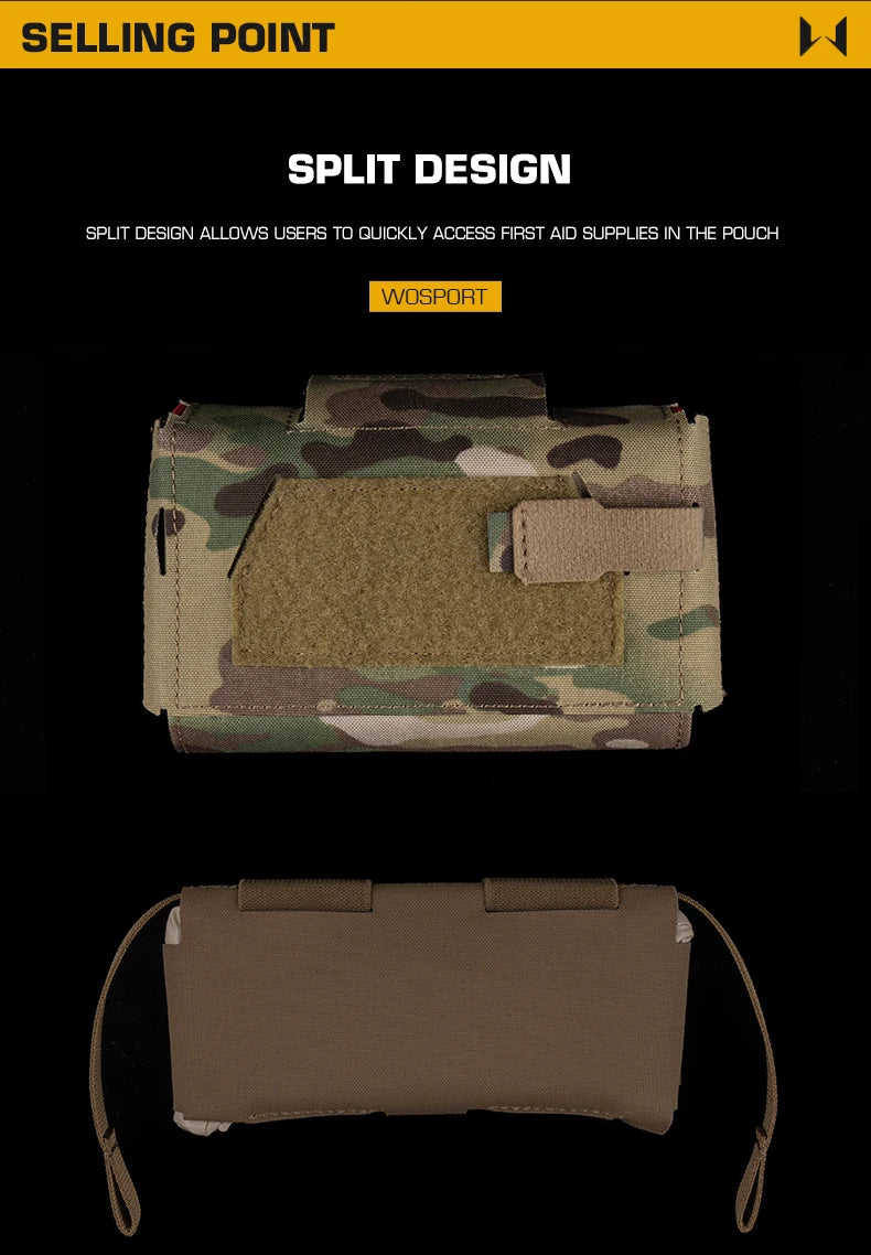 Tactical MD2 Compact Medical Pouch V3 IFAK MOLLE First Aid Trauma Kit for Hunting Camping Patrol Motorcycle Survival