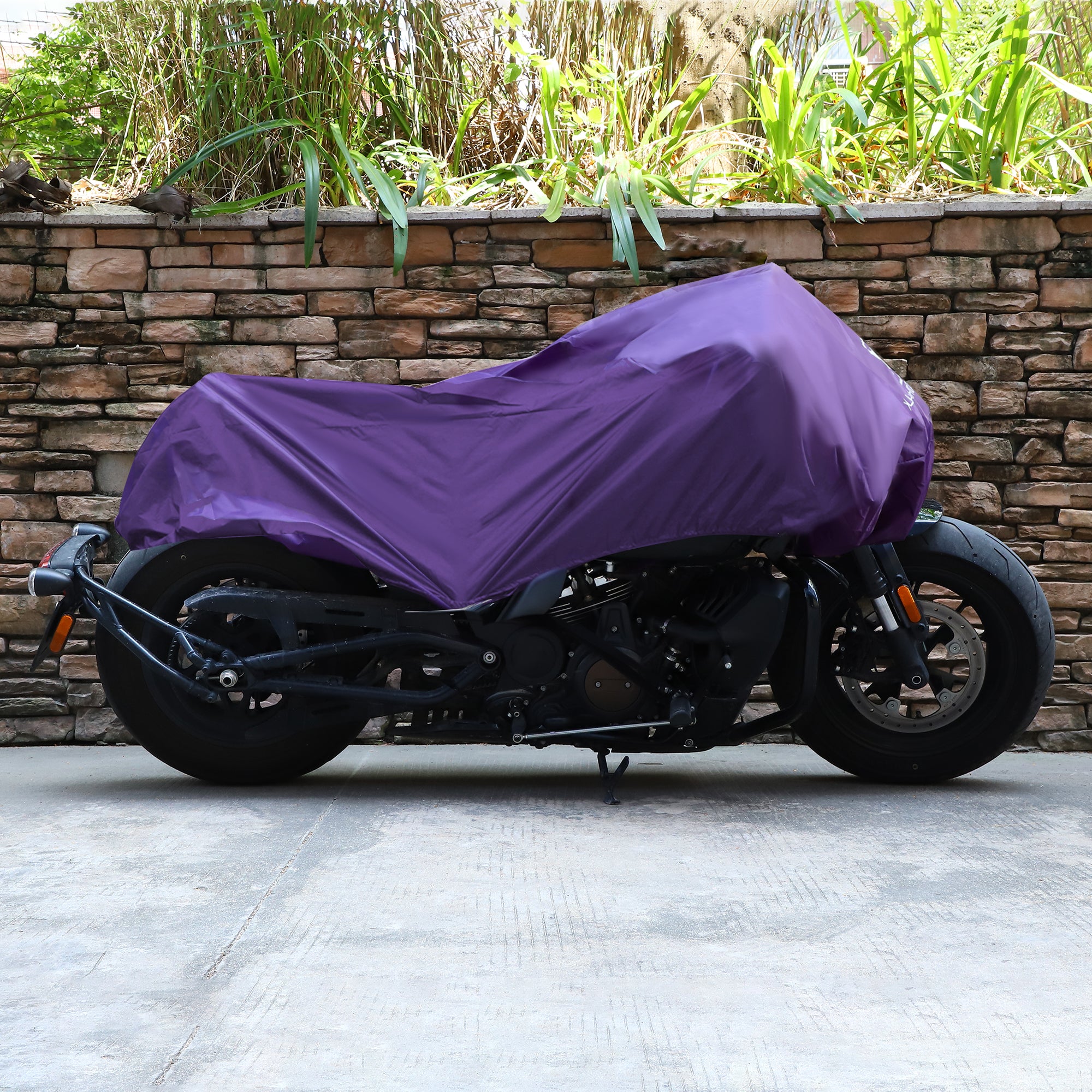 X Autohaux M L XL Motorcycle Cover Lightweight Half Cover Outdoor Waterproof Rain Dust Protector for Most Full Dress Touring – 210T Polyester Fabric Orange Silver Tone Purple Fitting Straps Storage Bag