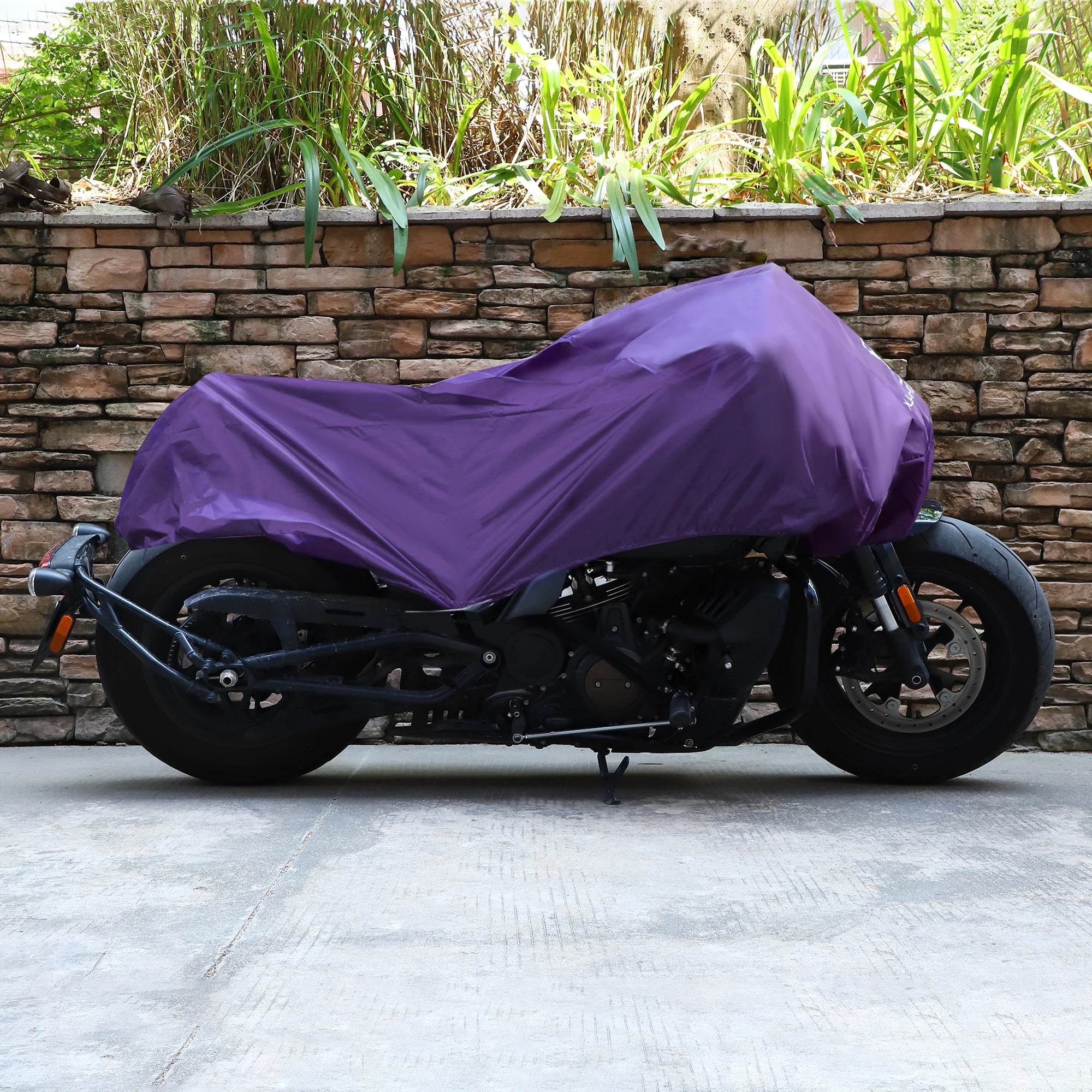 X Autohaux M L XL Motorcycle Cover Lightweight Half Cover Outdoor Waterproof Rain Dust Protector for Most Full Dress Touring – 210T Polyester Fabric Orange Silver Tone Purple Fitting Straps Storage Bag