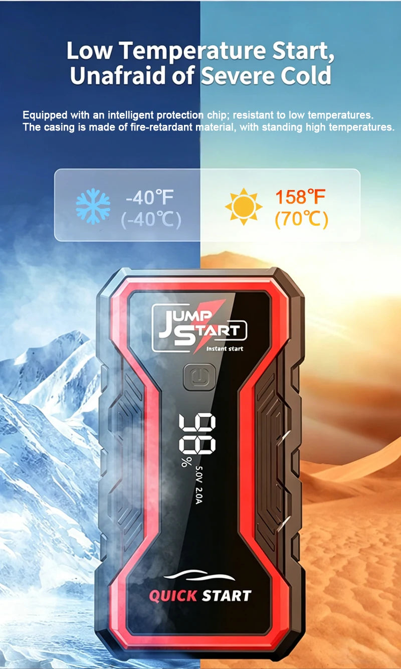 1800A Jump Starter Power Bank Portable Car Battery Booster 12V Auto Emergency Starting Device for Motorcycle Car Truck
