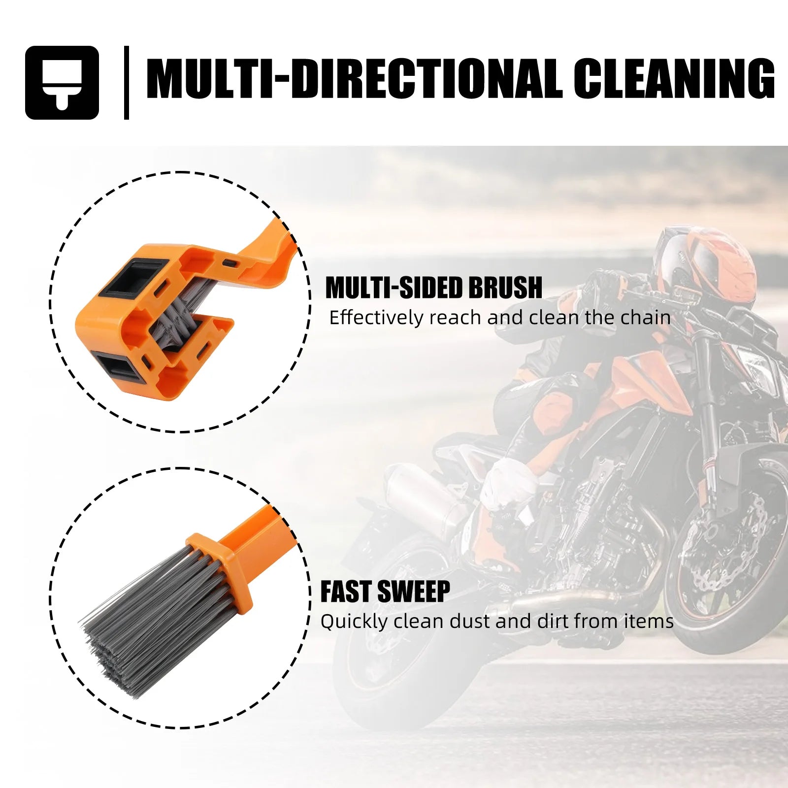 Universal Motocross & Off-Road Chain Cleaning Brush – Four-Sided Nylon Bristle – KTM Husqvarna Sherco Yamaha Honda Suzuki Kawasaki – $14