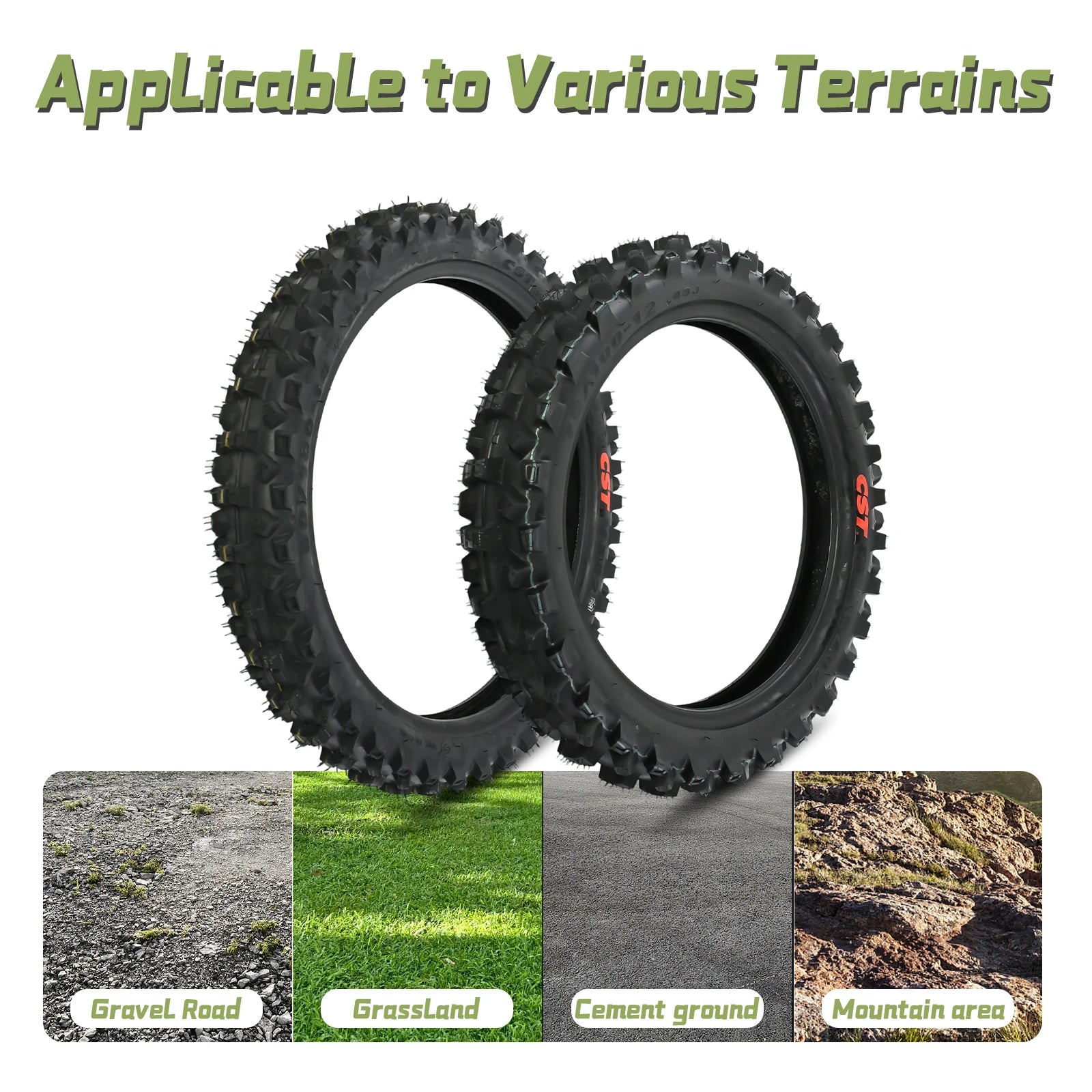 Dirt Bike Tires – 60/100-14 Front & 70/100-12 Rear Tires for Surron