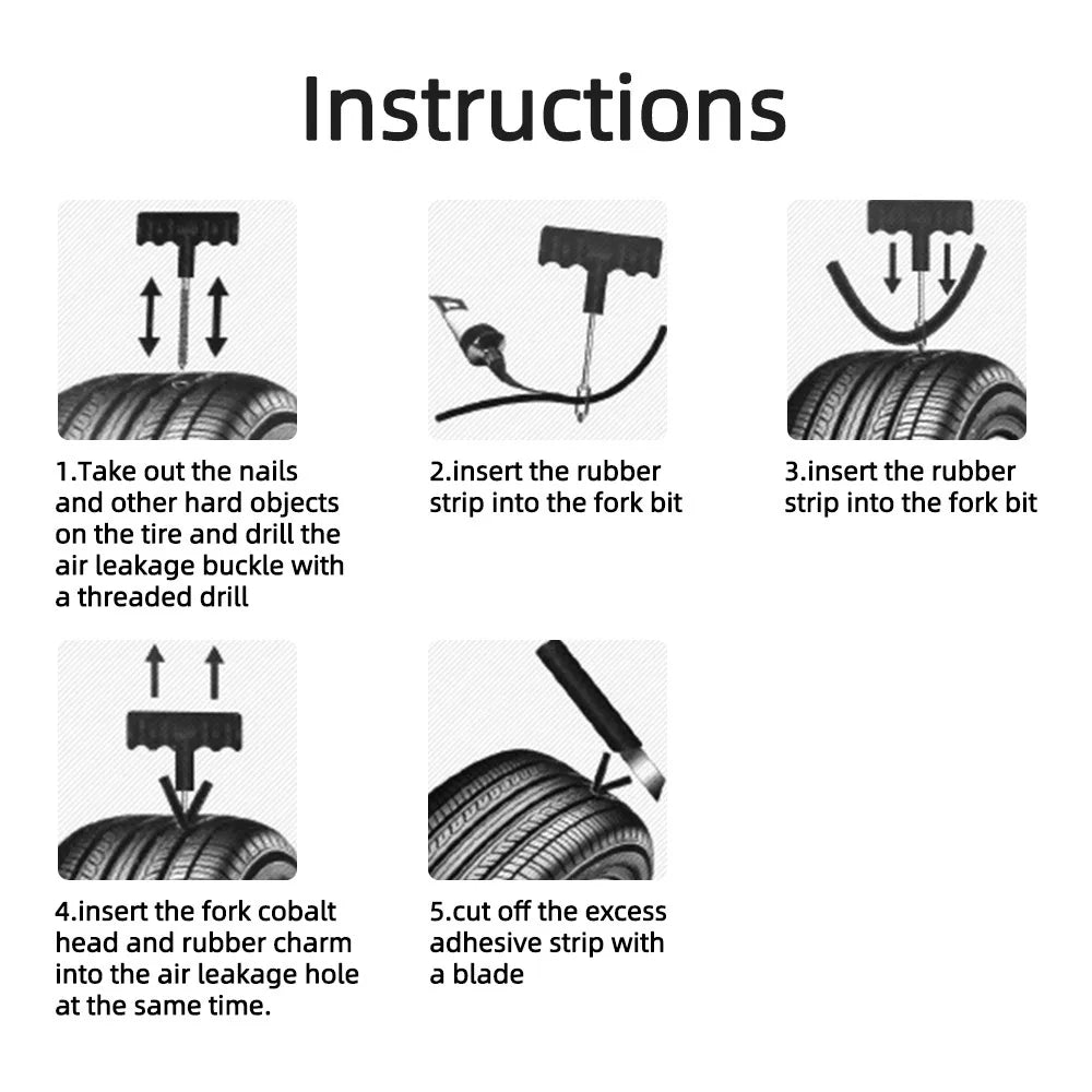 8pcs Emergency Tubeless Tire Repair Kit with Repair Strips – With or Without Storage Box – Car Motorcycle Bicycle – $15