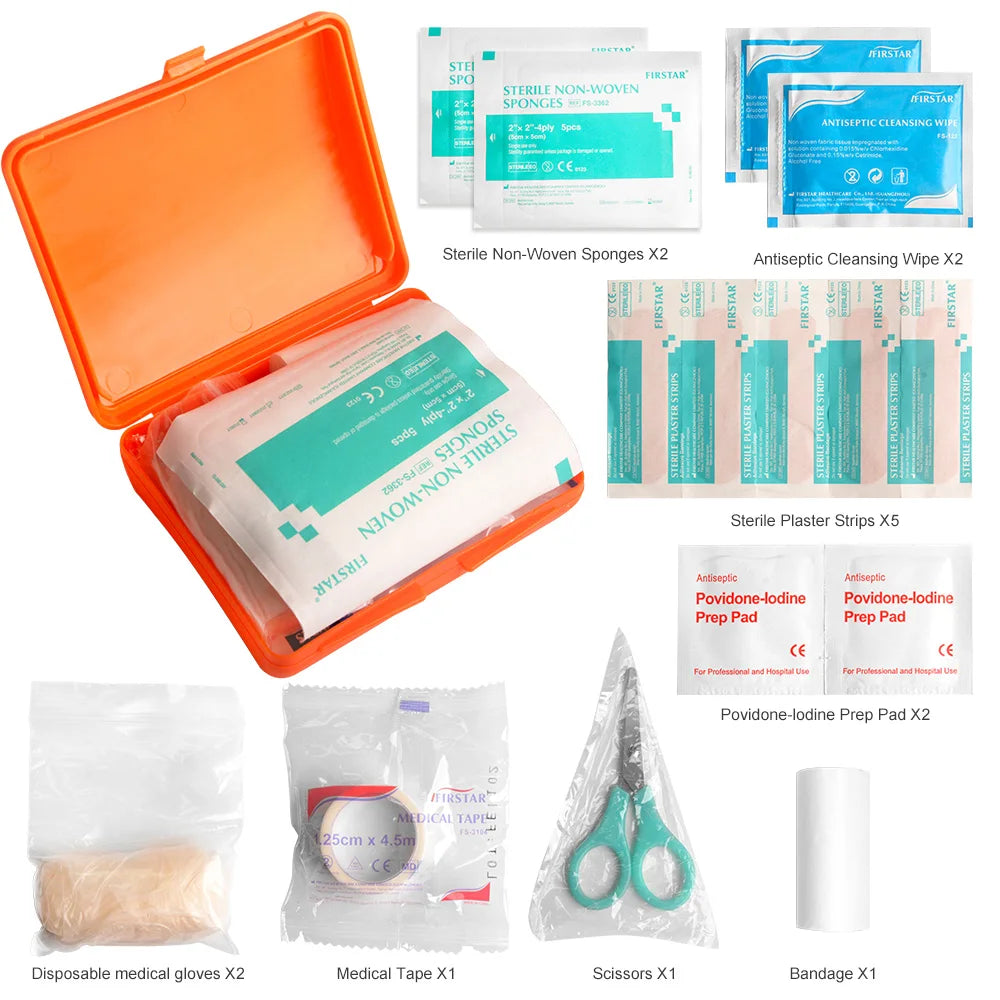 16-Piece Compact First Aid Kit - Portable & Waterproof Emergency Supplies for Home, Office, Hiking, Camping & Travel
