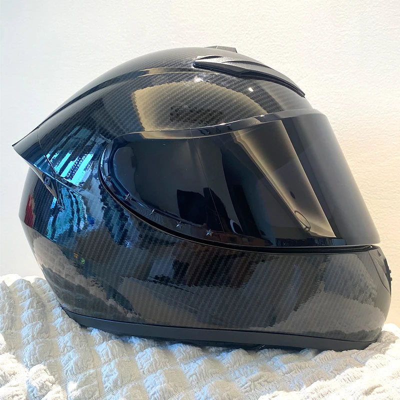 Carbon Fiber Helmets – DOT Certified Full Face Motorcycle Helmet, Colorful All-Season Design for Men & Women