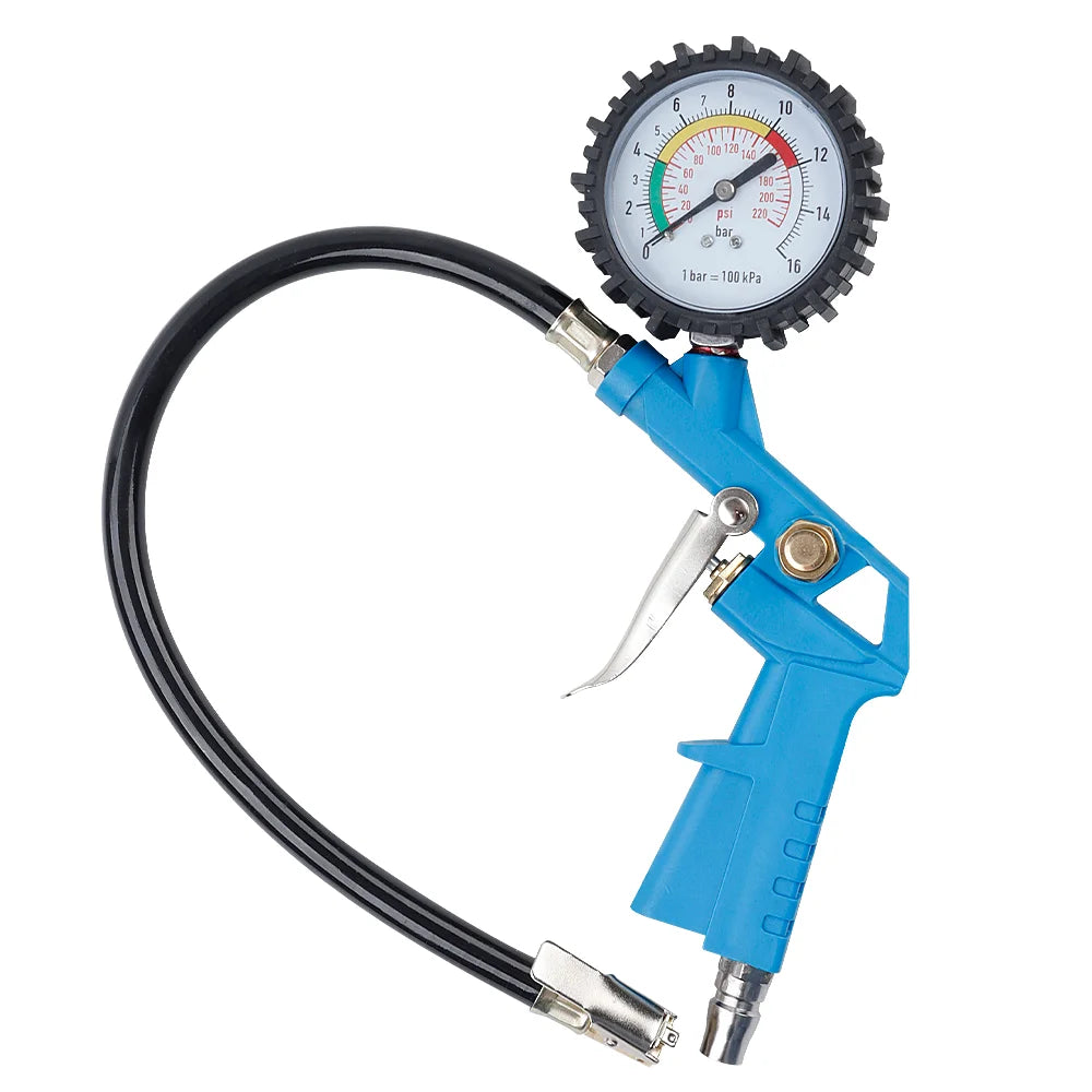 0–16 Bar Tire Pressure Gauge – High-Precision Dial Tire Inflator for Car, SUV, Motorcycle & Bicycle