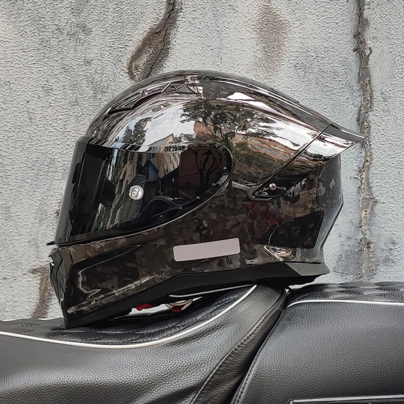 Carbon Fiber Helmets – ORZ Full Face Motorcycle Helmet, Color Visor, DOT Approved, All-Season