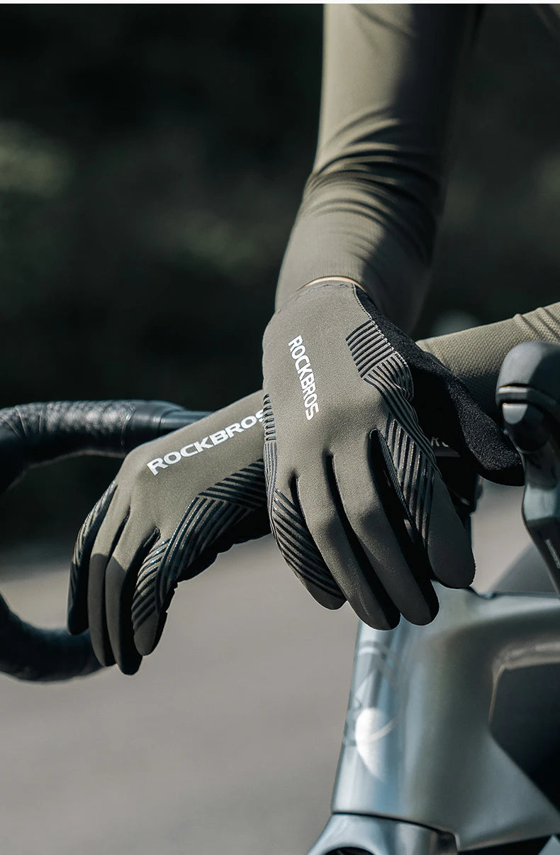 ROCKBROS Sports Cycling Gloves Breathable MTB Road Bike Non-slip Gloves Touch Screen Men Women Full Finger Motorcycle Gloves