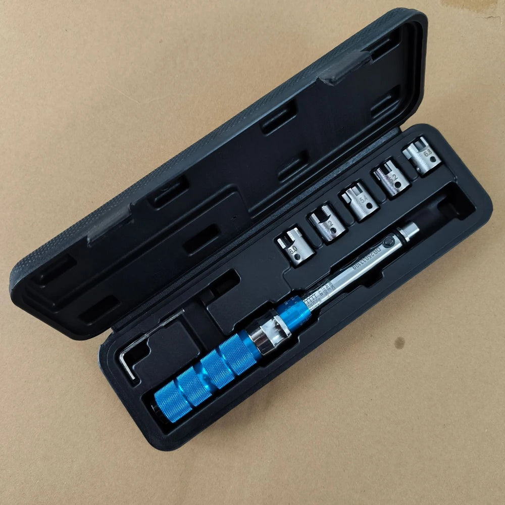 PINTUDY Spoke Torque Wrench – 2–10 Nm – 5 Interchangeable Heads – 10 Sizes 5.0–6.8mm – Motorcycle Spoke Tightening – $106
