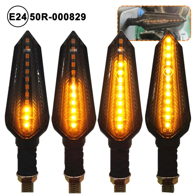 LED Turn Signal Bulbs – E24 Flowing 12-LED Amber Motorcycle Indicators