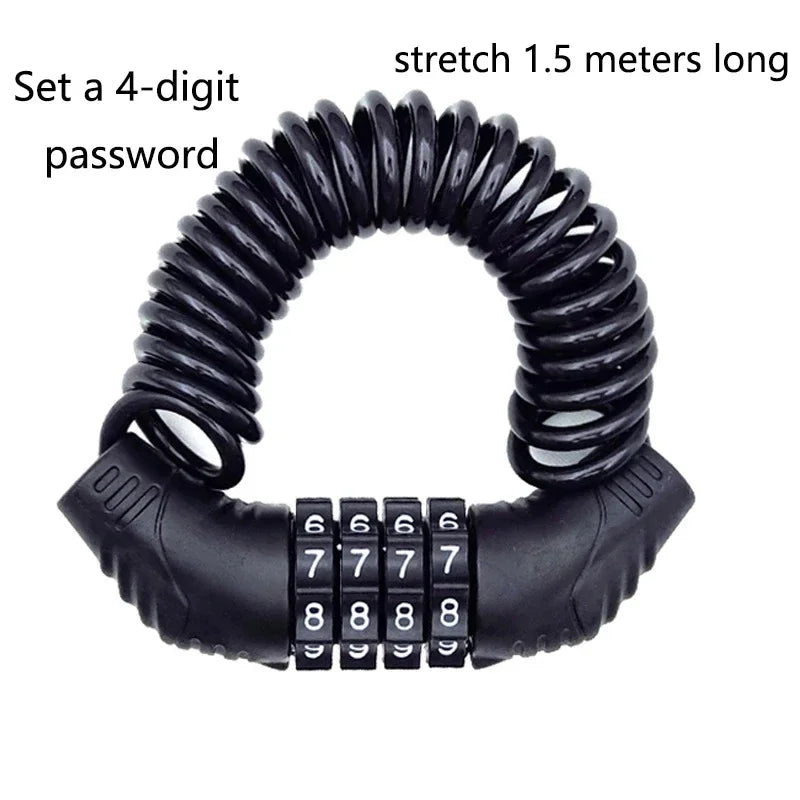 1PC Universal Helmet Password Wire Lock | Anti-Theft Security Lock for Motorcycle/E-Bike/Mtb/Road Bike/Bicycle
