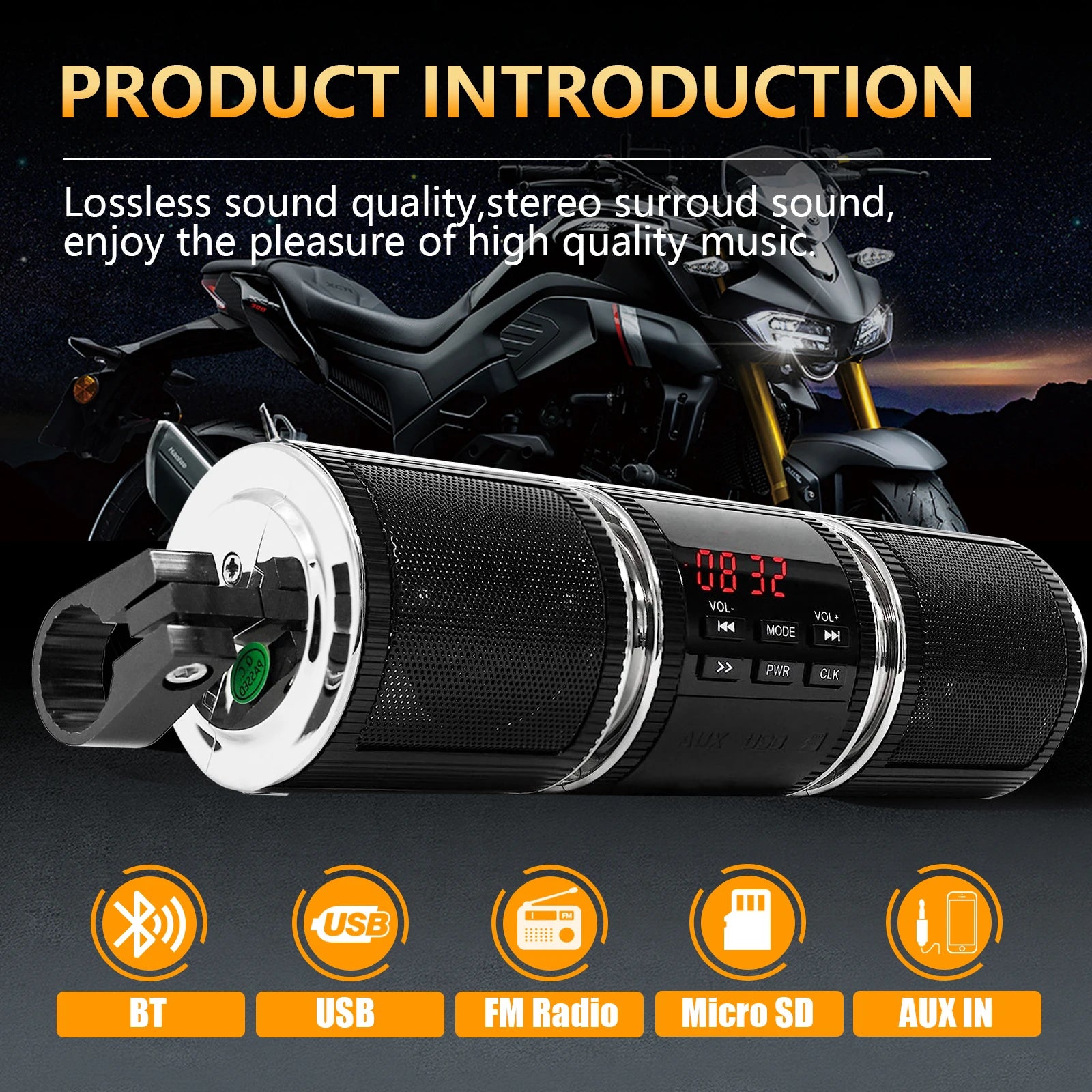 Motorcycle Speakers – Stereo with MP3, USB, TF Card & FM