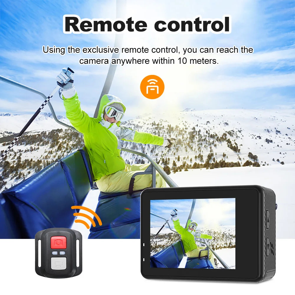 OURLIFE 5K Action Camera 4K60FPS 48MP Sony Sensor 2.0" Touch Screen WiFi EIS 170° Wide-Angle 30M Waterproof Remote Control Sports Camera for Bicycle Motorcycle Diving Outdoor