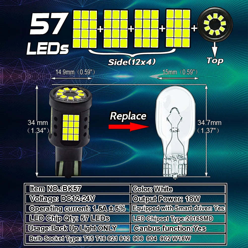 LED Turn Signal Bulbs – 2500LM W16W WY16W 921 T15 CANBUS LED Bulbs