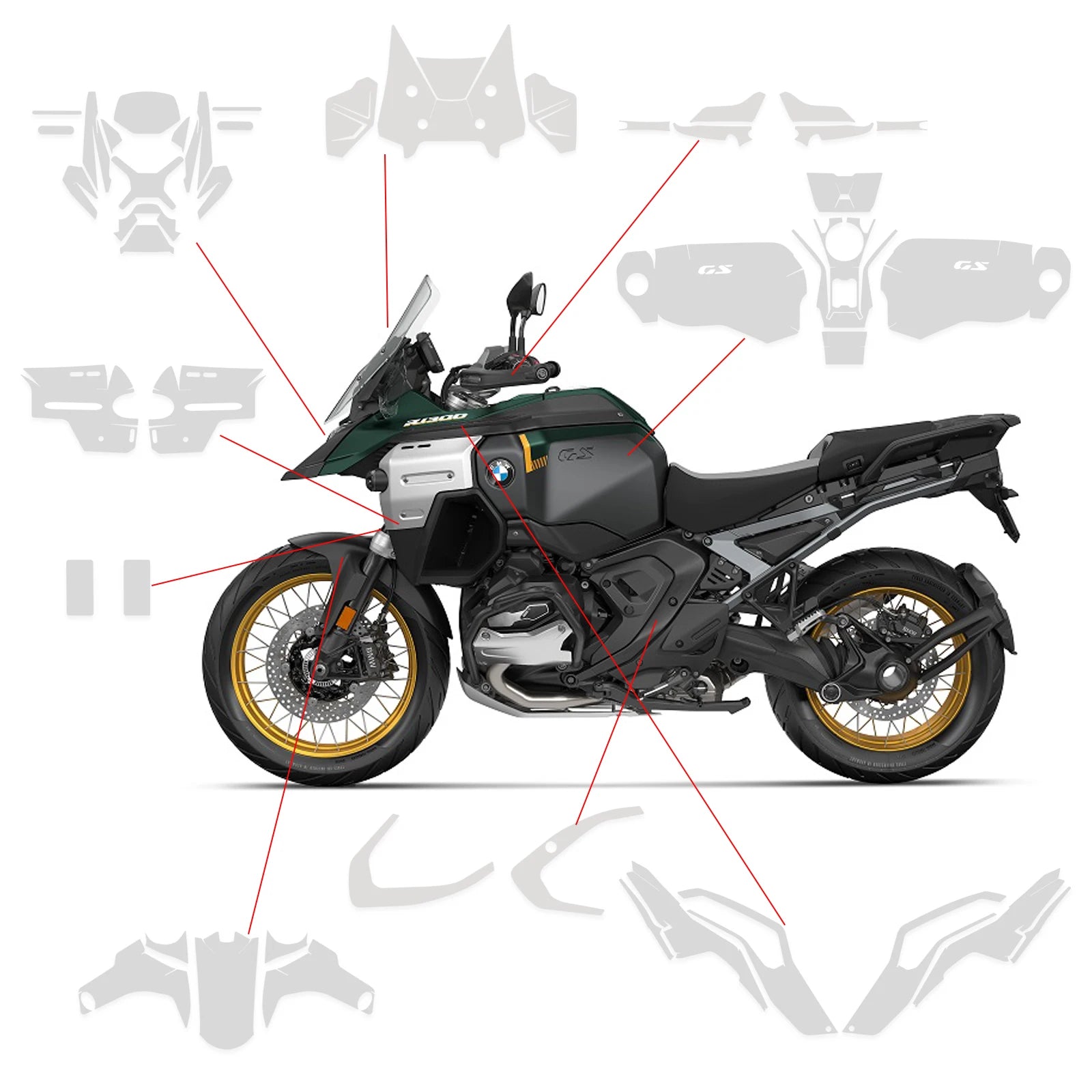 BMW R1300GS Adventure 2024–2025 TPU Paint Protection Film (PPF) – Self-Healing Anti-Scratch Fairing Protection – Panel Kits A–L or Full Set – $17–236