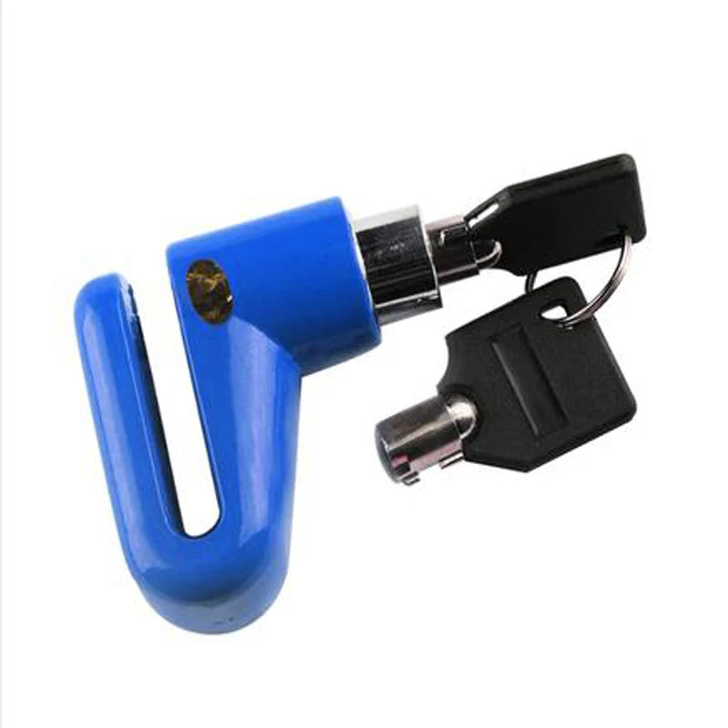 Disc Brake Lock Anti-Theft Security Lock Universal Motorcycle Bicycle Scooter Wheel Safety Theft-Protection Padlock – 5.5mm Lock Rod Metal Blue Red Black