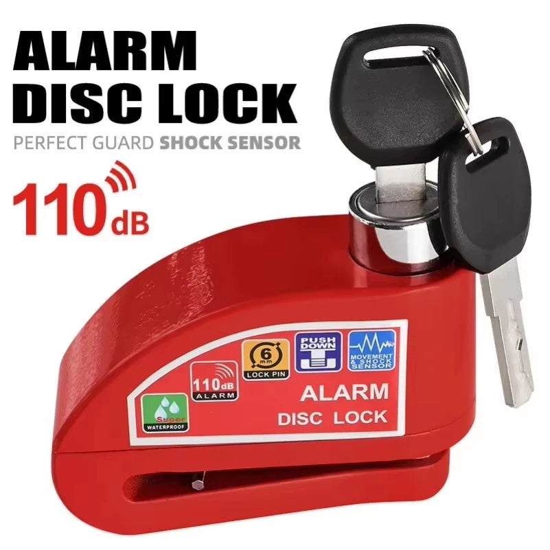 Motorcycle Bicycle Scooter Alarm Lock Wheel Disc Brake Waterproof Anti-Theft Aluminum Alloy Safety Brake Lock Moto Accessories – 5 Styles