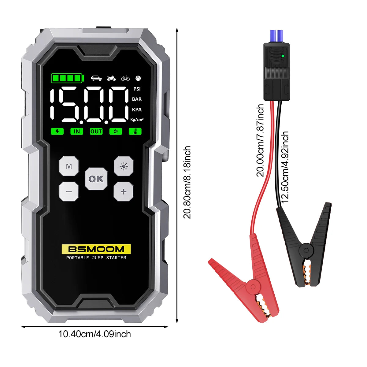 BIUBLE Motorcycle Jump Starter 7000A with Air Compressor Battery Booster 12V Power Bank LED Flashlight Smart Cable Voltage Display