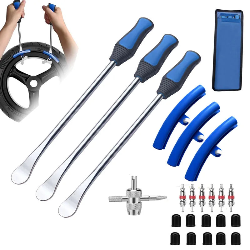 15 Inch Tire Spoons Kit 24PCS – Motorcycle & Dirt Bike Tire Changing Tool Kit – Rim Protectors, Valve Core Tool & Valve Stem Caps – $48